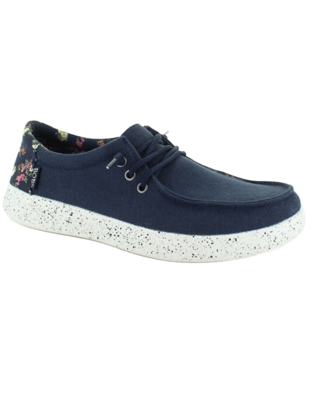 BOBS Skechers Skipper Laurel Oak Linen Lace Up Slip On Shoes Floral Heel Speckle